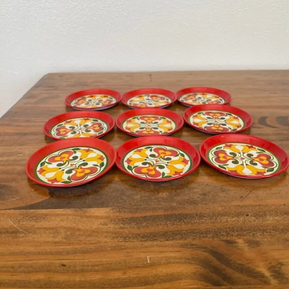 Vintage Set of Metal Coasters - Mid Century Look - made in Brazil
